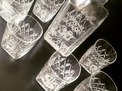 Гравировка на стекле (графин и стаканы для виски)